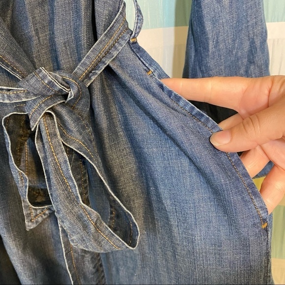 NWT cloth & stone Chambray Denim Trench Coat Jacket Sz Small - Picture 7 of 11